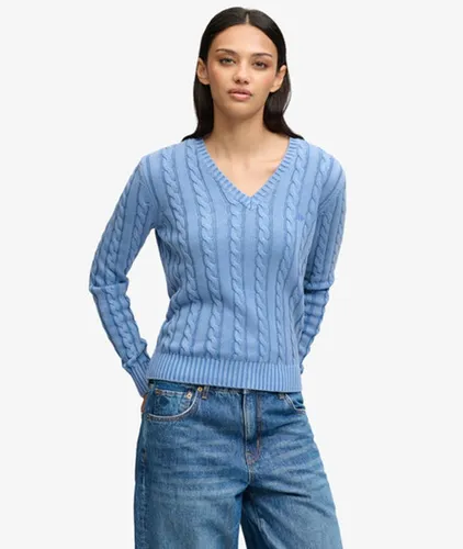 Damen Cable-pullover mit V-ausschnitt Schmale Passform - Größe: 42 - Superdry - Modalova