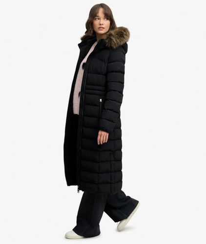 Damen Fuji Langjacke mit Kapuze und Kunstfellbesatz - Größe: 42 - Superdry - Modalova