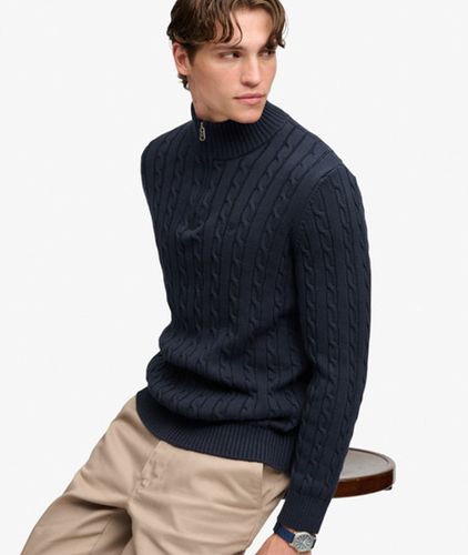 Herren Preppy Cable-pullover mit Halbreißverschluss und Schmaler Passform - Größe: S - Superdry - Modalova