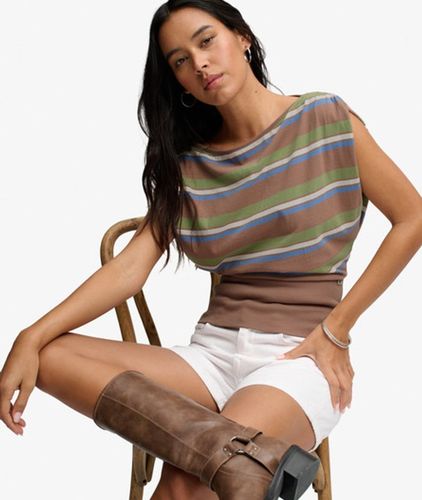 Damen Deep Rib Stripe Bardot Top Schmale Passform - Größe: 34 - Superdry - Modalova