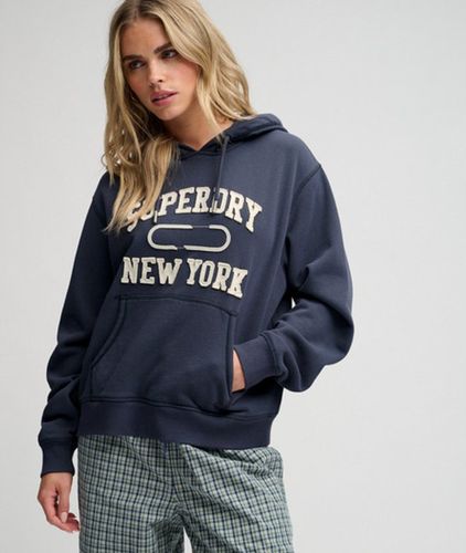 Damen Baumwolle Gestickter Athletic Essential Applique Crop-Kapuzenpullover, , Größe: 42 - Superdry - Modalova