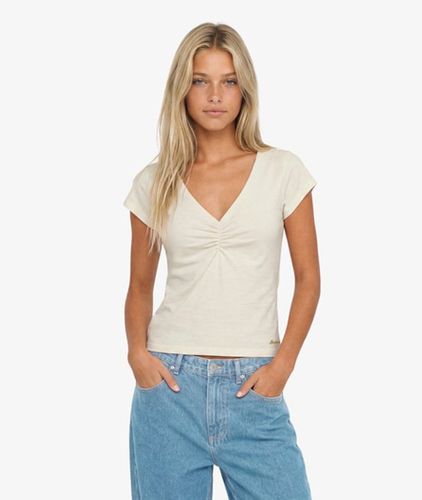 Damen Gerafftes Crop-t-shirt mit V-ausschnitt und Schmaler Passform - Größe: 34 - Superdry - Modalova