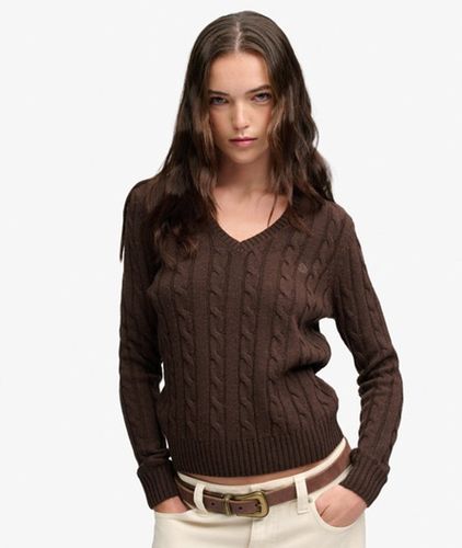 Pull Col V en Maille Torsadée Mélange de Laine Taille: 42 - Superdry - Modalova