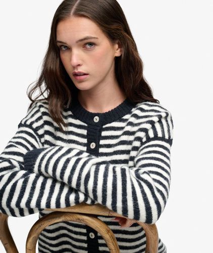 Damen Gestreifter Strickjacke Lockere Passform - Größe: 38 - Superdry - Modalova