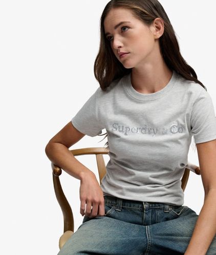 T-shirt Company Logo Sequin Coupe Ajustée Taille: 42 - Superdry - Modalova