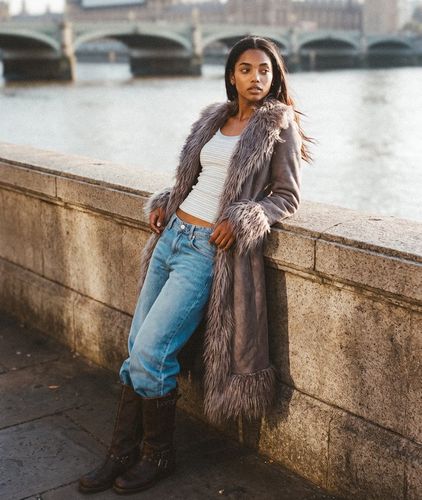 Damen Langer Afghan-mantel mit Schmaler Passform - Größe: 38 - Superdry - Modalova