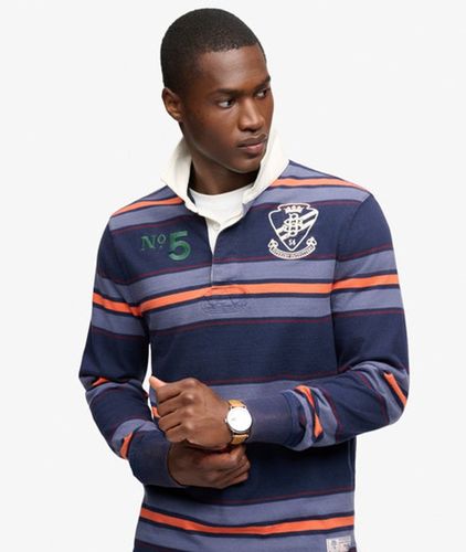 Herren Double Emblem Gestreiftes Rugby-shirt - Größe: XL - Superdry - Modalova