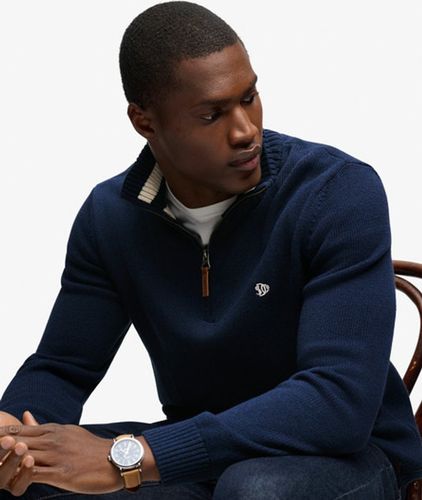 Herren Strickpullover aus Baumwolle mit Halbem Reißverschluss - Größe: L - Superdry - Modalova