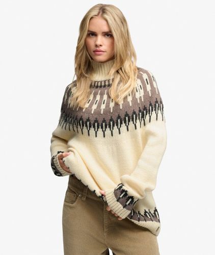 Damen Fairisle Pullover mit Hohem Kragen und Lockerer Passform - Größe: 34 - Superdry - Modalova