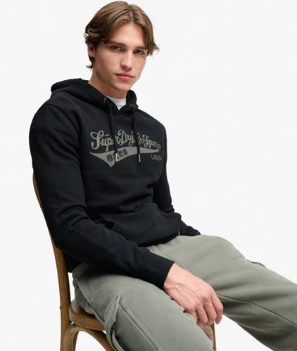 Herren Baumwolle Grafik Druck Lässiges Heritage Brand Kapuzenpullover, , Größe: L - Superdry - Modalova