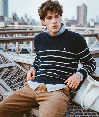 Pull en Maille Torsadée à Rayures en Coton Taille: S - Superdry - Modalova