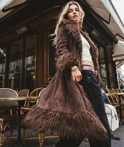 Damen Langer Afghan-mantel mit Schmaler Passform - Größe: 36 - Superdry - Modalova