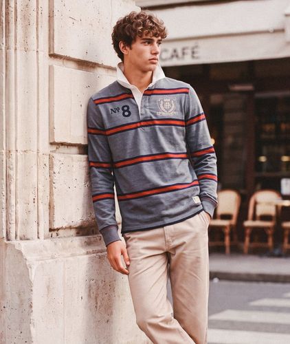 Herren Double Emblem Gestreiftes Rugby-shirt - Größe: XL - Superdry - Modalova