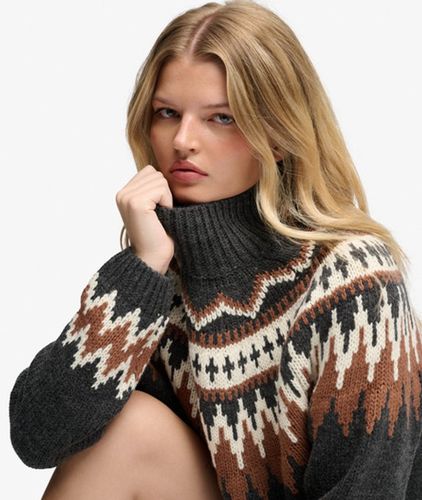 Damen Fairisle Pullover mit Hohem Kragen und Lockerer Passform - Größe: 38 - Superdry - Modalova