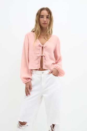 Blouse Avec Nœuds En Lin - Pull&Bear - Modalova