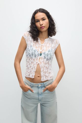 Chemise À Manches Courtes En Dentelle Fleurie - Pull&Bear - Modalova