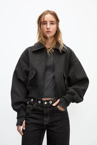 Veste Bomber En Mélange De Laine - Pull&Bear - Modalova