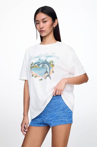 T-Shirt À Imprimé Dauphins - Pull&Bear - Modalova