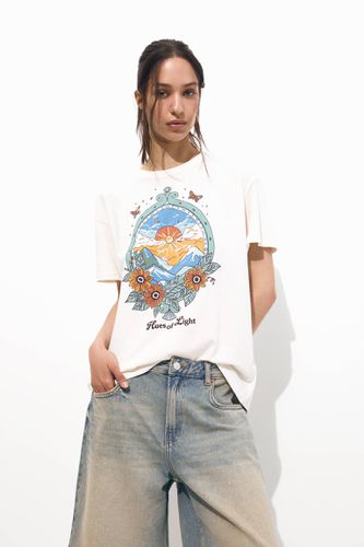 T-Shirt À Imprimé Floral - Pull&Bear - Modalova