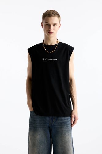 T-Shirt Sans Manches Avec Inscription - Pull&Bear - Modalova