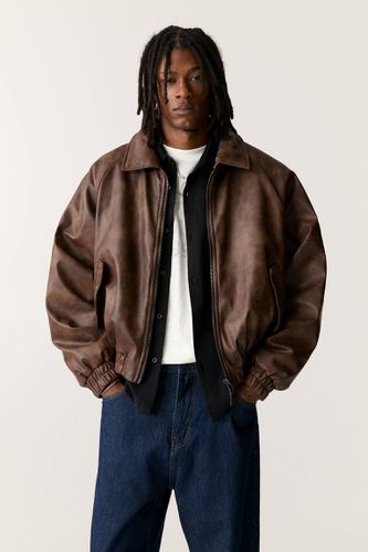 Veste Matelassée En Similicuir Effet Délavé - Pull&Bear - Modalova