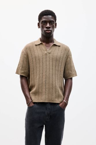 Polo En Maille À Manches Courtes - Pull&Bear - Modalova