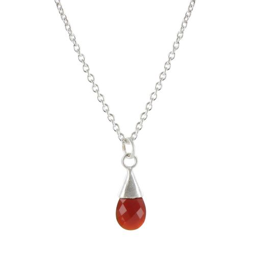 Collier Argent 925 Brossé Une Goutte d'Onyx - LES POULETTES BIJOUX - Modalova