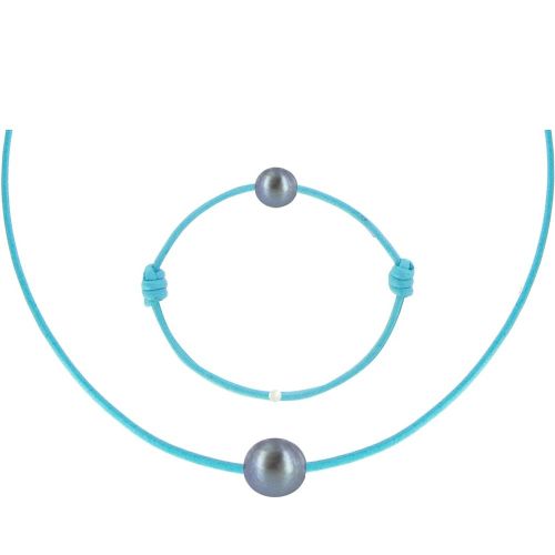 Set Collier et Bracelet Lien La Perle Noire des Poulettes - Col - LES POULETTES BIJOUX - Modalova