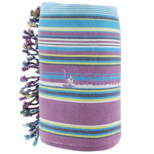 BIJOUX Kikoy Serviette Plage Coton Eponge Couleur Rayé Violet - LES POULETTES - Modalova