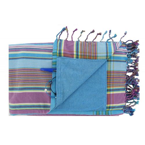 BIJOUX Kikoy Serviette Plage Coton Eponge Couleur Rayé Violet - LES POULETTES - Modalova
