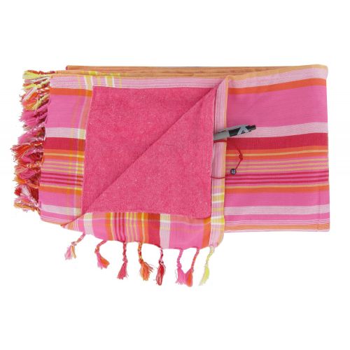 BIJOUX Kikoy Serviette Plage Coton Couleur Rayé Orangé Eponge Fuc - LES POULETTES - Modalova
