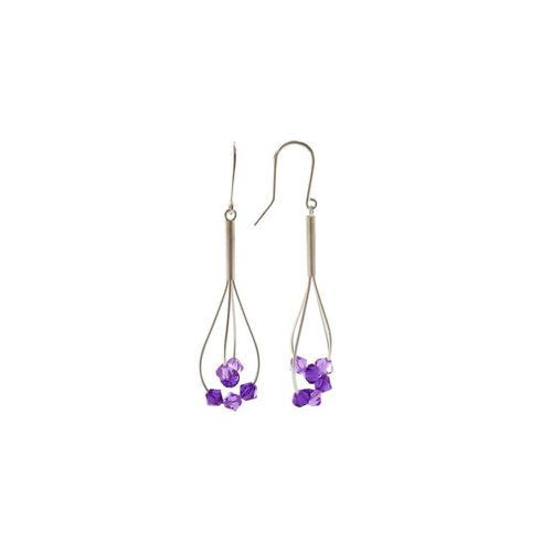 Boucles d'Oreilles Argent 6 Perles de Cristal Violettes - LES POULETTES BIJOUX - Modalova