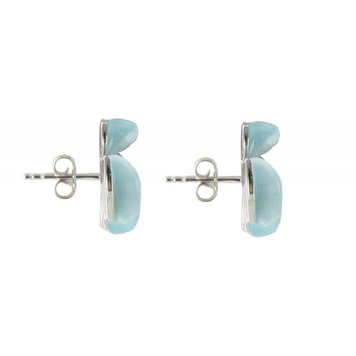X Boucles d'Oreilles Puces Argent Fleurs et Oeil de Chat Turquo - LES POULETTES BIJOUX - Modalova