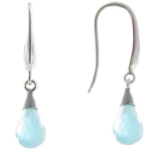 V Boucles d'Oreilles Argent Goutte Oeil de Chat Facetté Turquoi - LES POULETTES BIJOUX - Modalova
