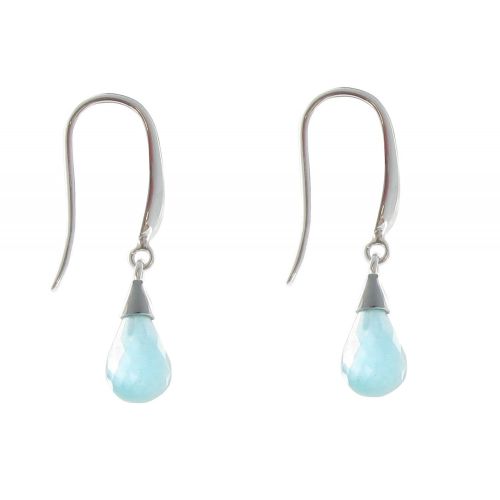 V Boucles d'Oreilles Argent Goutte Oeil de Chat Facetté Turquoi - LES POULETTES BIJOUX - Modalova