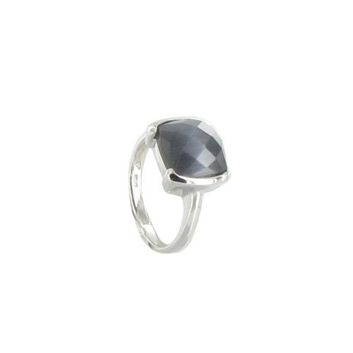 Bague Argent et son Carré Oeil de Chat Facetée - taille 50 - LES POULETTES BIJOUX - Modalova
