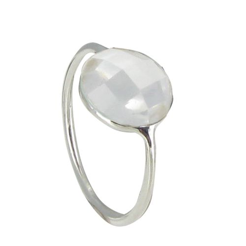 Bague Argent Grande Demi-Sphère Facettée de Quartz Cristal - ta - LES POULETTES BIJOUX - Modalova