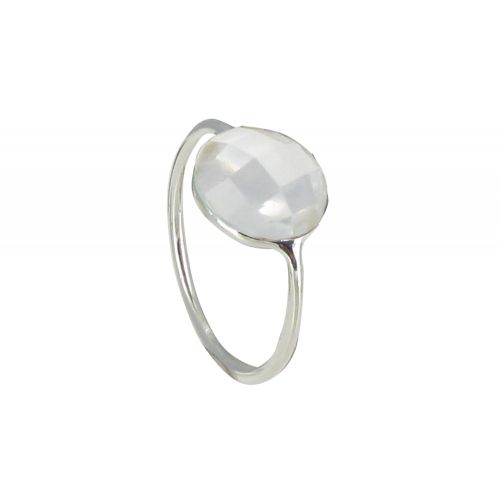 Bague Argent Grande Demi-Sphère Facettée de Quartz Cristal - ta - LES POULETTES BIJOUX - Modalova