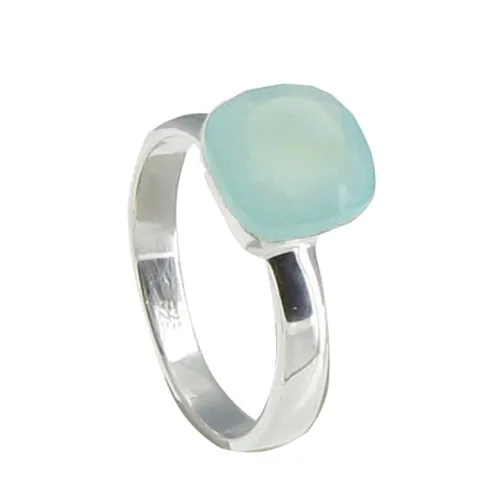 V Bague Argent Carré de Calcédoine dEau Facetté - taille 50 - LES POULETTES BIJOUX - Modalova