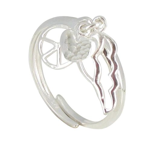 V Bague Argent Trois Médailles Aile d'Ange, Coeur, Peace and Lo - LES POULETTES BIJOUX - Modalova