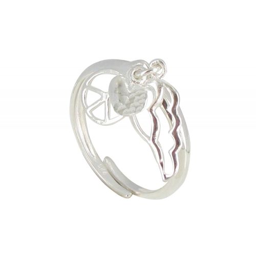 V Bague Argent Trois Médailles Aile d'Ange, Coeur, Peace and Lo - LES POULETTES BIJOUX - Modalova