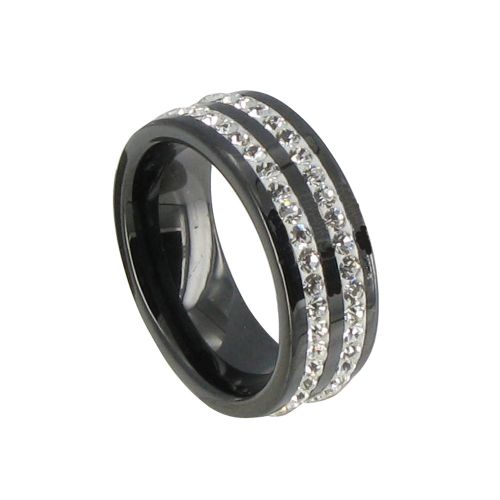 Bague Anneau Large de Céramique et strass - 8mm - taille 50 - LES POULETTES BIJOUX - Modalova