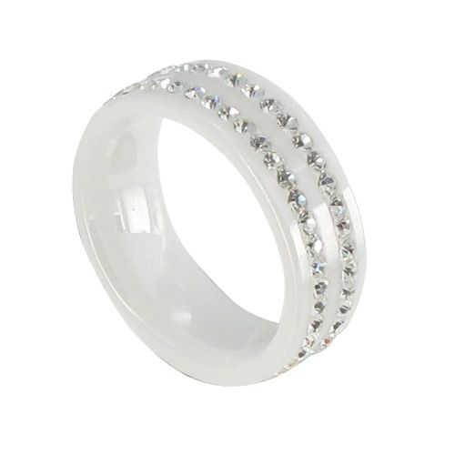 Bague Anneau Large de Céramique et Strass - 8mm - taille - LES POULETTES BIJOUX - Modalova