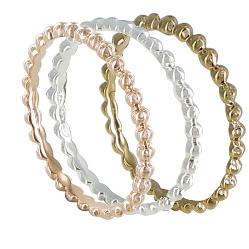 Set 3 Bagues Anneau de Billes Argent 925, Plaqué Or et Plaqué Or Rose - taille 54 - LES POULETTES BIJOUX - Modalova