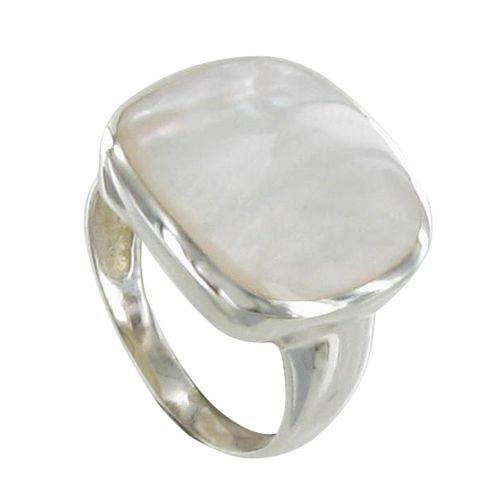 Bague Argent 925 Pavé Carré de Nacre Ivoire - taille 50 - LES POULETTES BIJOUX - Modalova