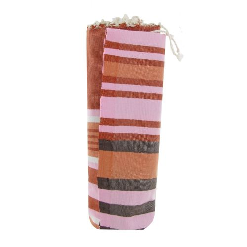 BIJOUX Fouta Drap Plage et Hammam Coton Rayé Rose Blanc et Noir - LES POULETTES - Modalova