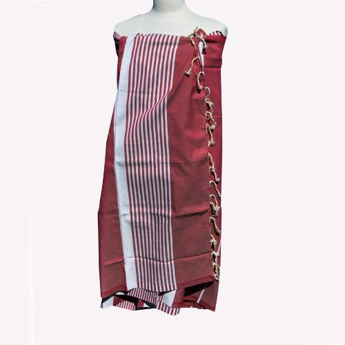 BIJOUX V Fouta Drap Plage et Hammam Coton Bordeaux Lie de Vin Rayé Bla - LES POULETTES - Modalova