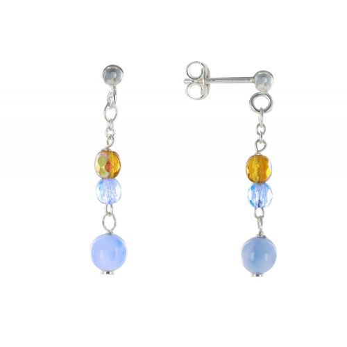 Boucles d'Oreilles Argent Perles à Facettes Orange et et L - LES POULETTES BIJOUX - Modalova