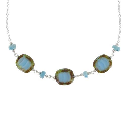 Collier Chaine Argent Perles de Bohème et Rondelles d - LES POULETTES BIJOUX - Modalova