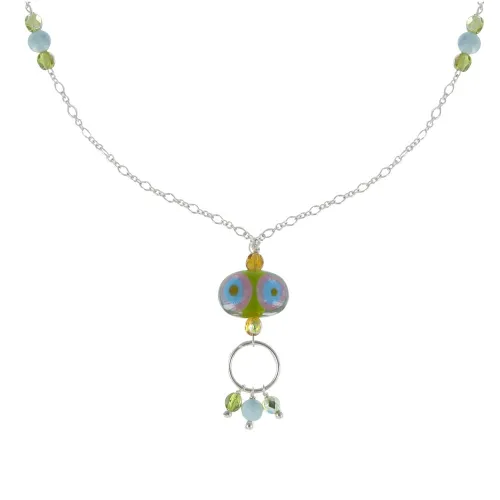 Collier Chaine Argent Perle de Verre Anneau Argent et Per - LES POULETTES BIJOUX - Modalova